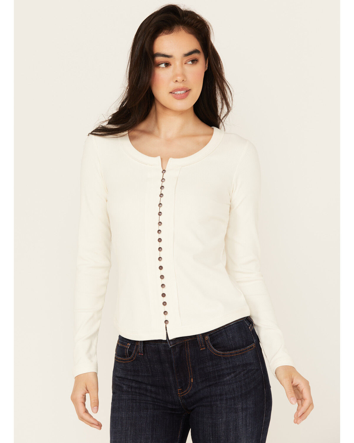 Idyllwind Women's Rib Knit Long Sleeve Button-Down Shirt