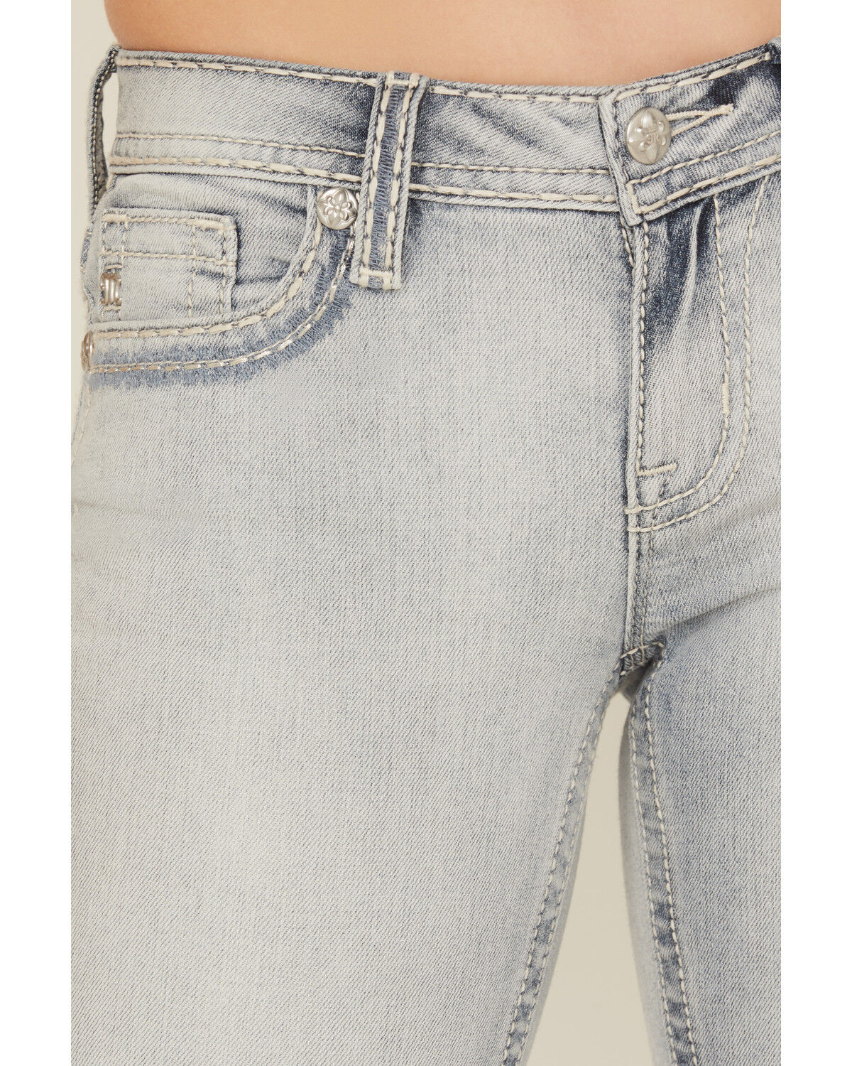 Miss Me Women's Light Wash Mid Rise Bootcut Stretch Denim Jeans