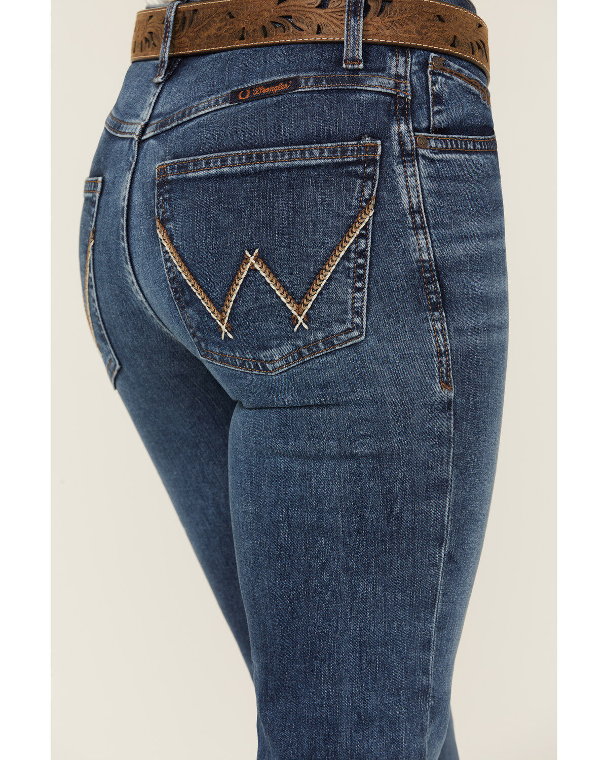 Wrangler Women's Parker Dark Wash Mid Rise Ultimate Riding Trouser Stretch Denim Jeans