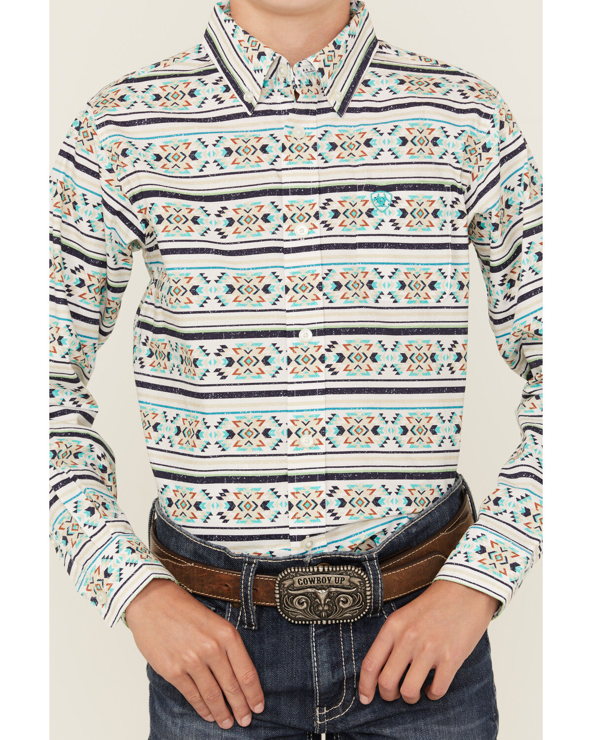 Ariat Boys' Southwestern Print Long Sleeve Button-Down Western Shirt