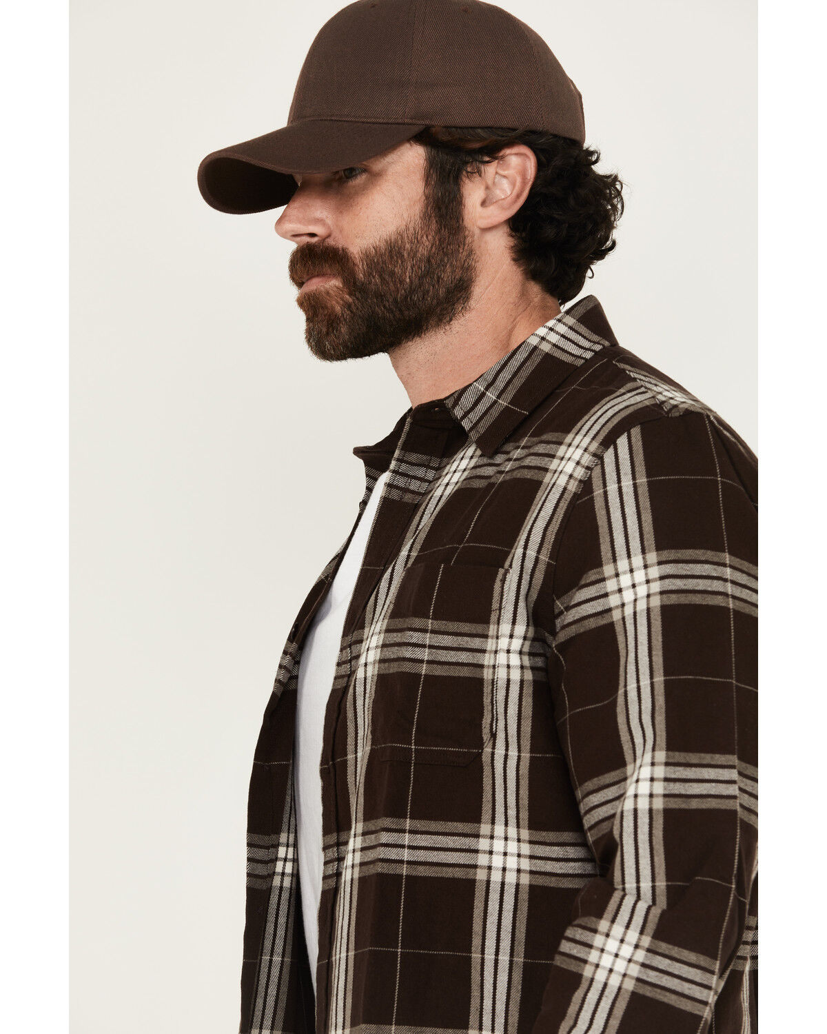 Brothers and Sons Men's Hatch Plaid Print Long Sleeve Button-Down Stretch Western Shirt
