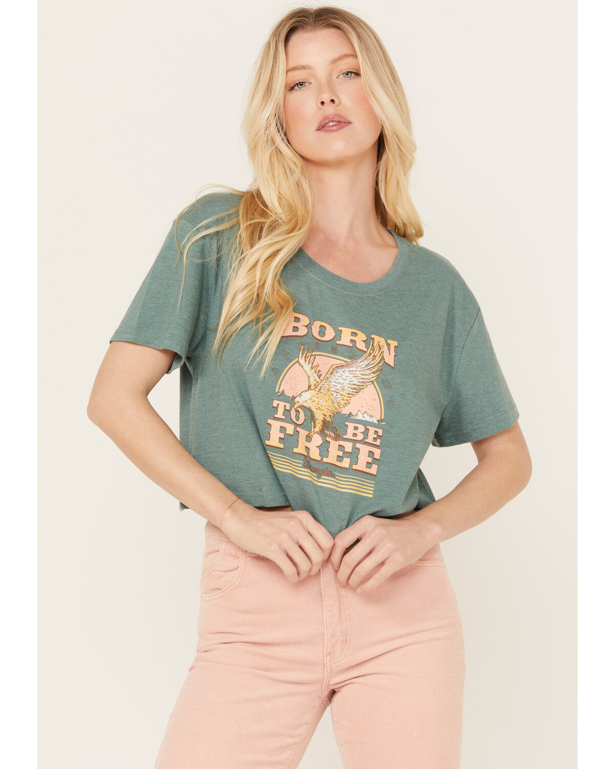 Wrangler Women's Born To Be Free Short Sleeve Cropped Graphic Tee