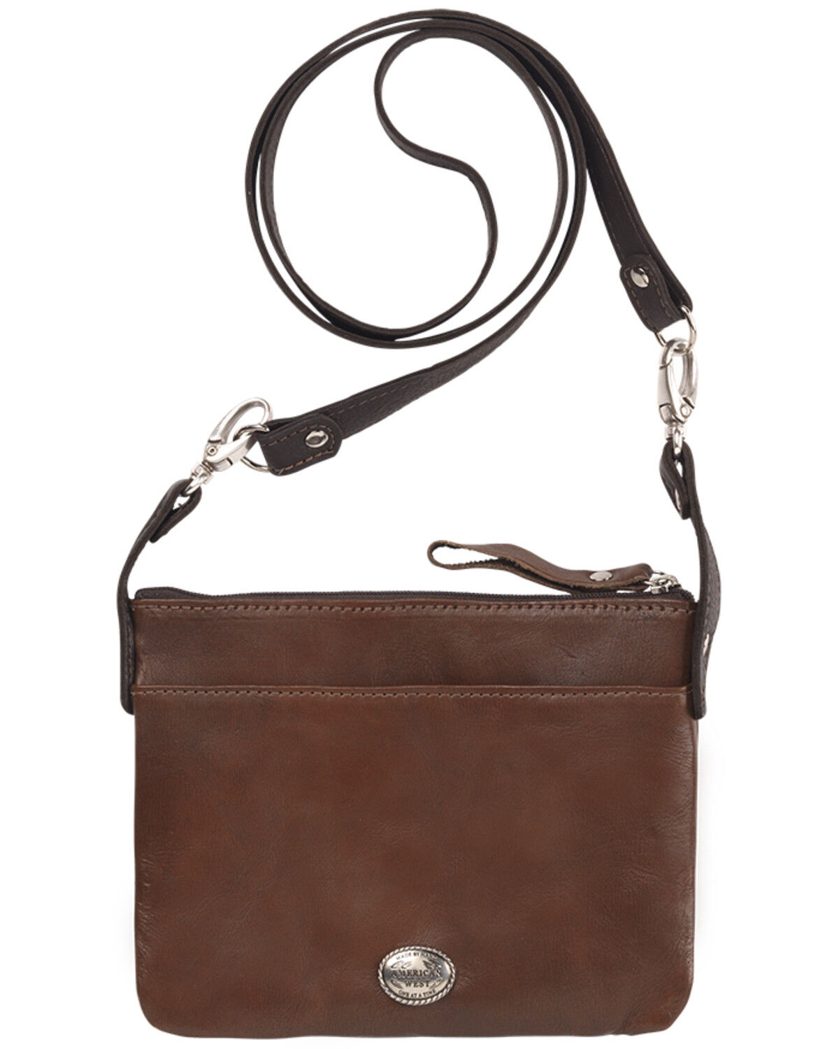 American West Women's Brown Southwestern Arrow Trail Rider Crossbody Bag