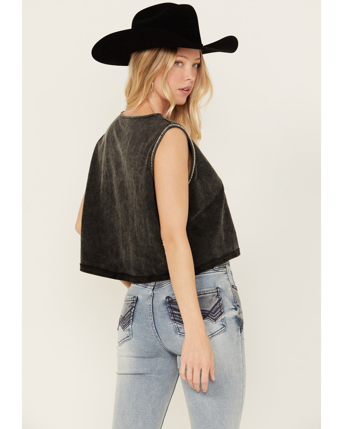 B Blue B Women's Cropped Rhinestone Tank Top