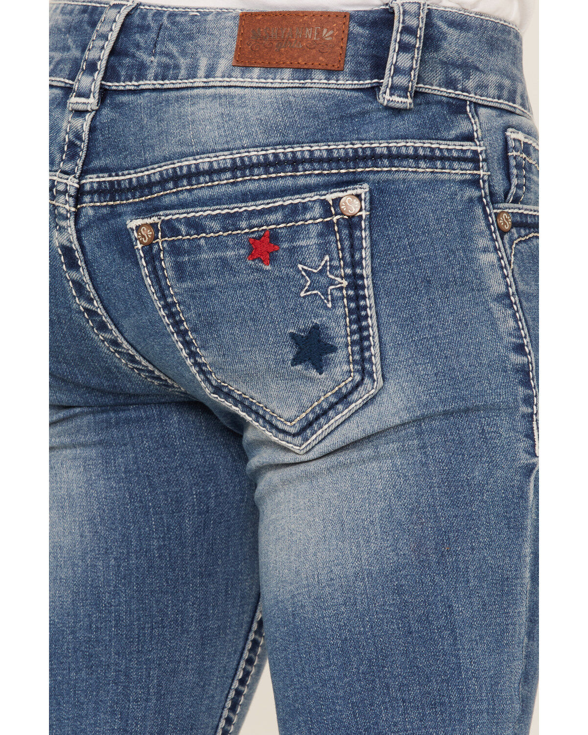 Shyanne Little Girls' Light Wash Americana Star Flare Jeans