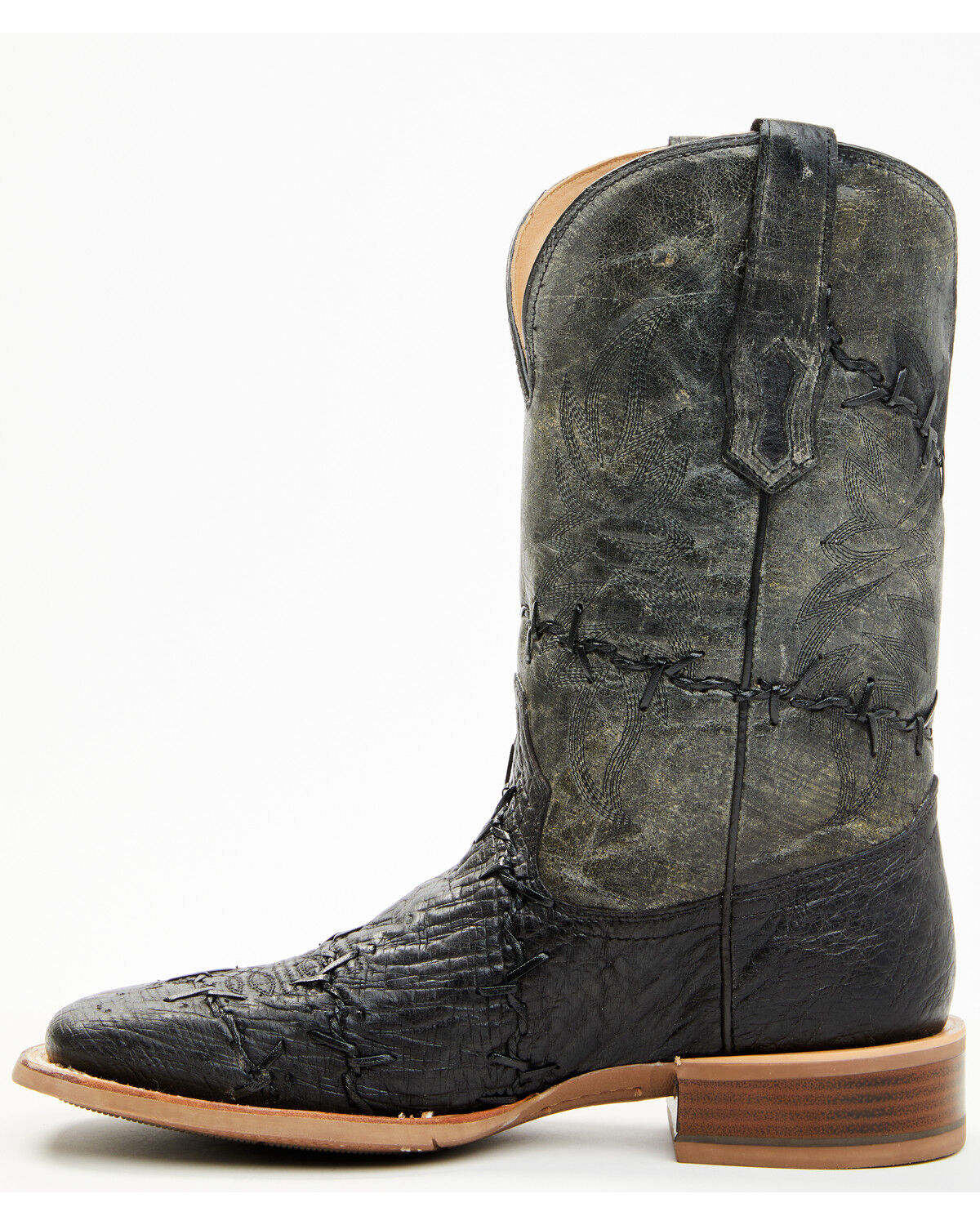 Corral Men's Exotic Ostrich Barbed Wire Western Boots - Broad Square Toe