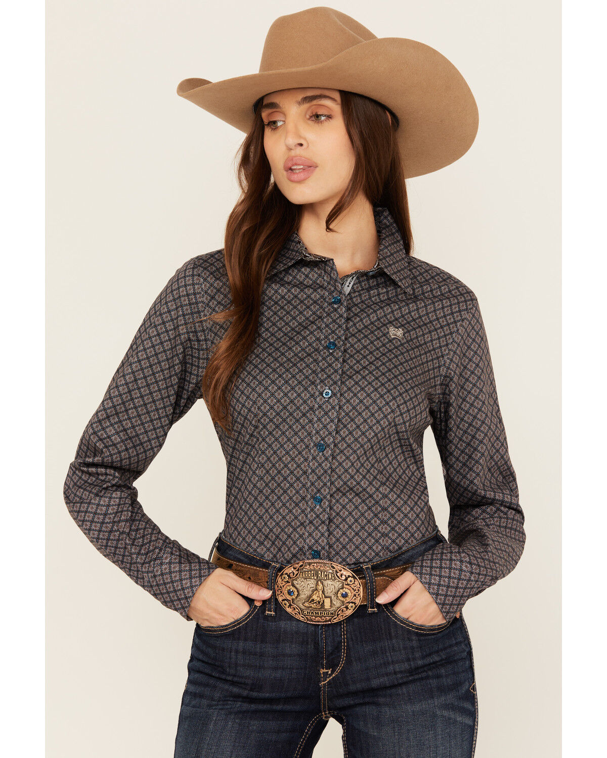 Cinch Women's Geo Print Long Sleeve Button-Down Western Shirt