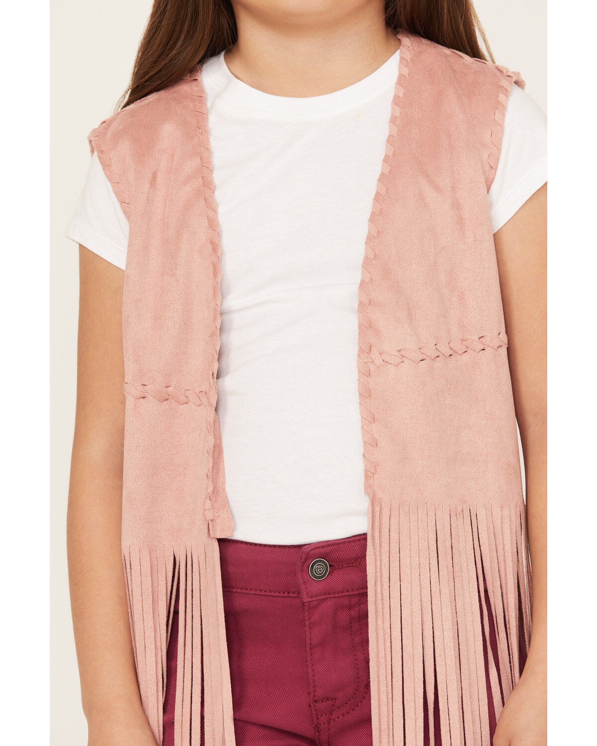 Fornia Girls' Fringe Faux Suede Vest