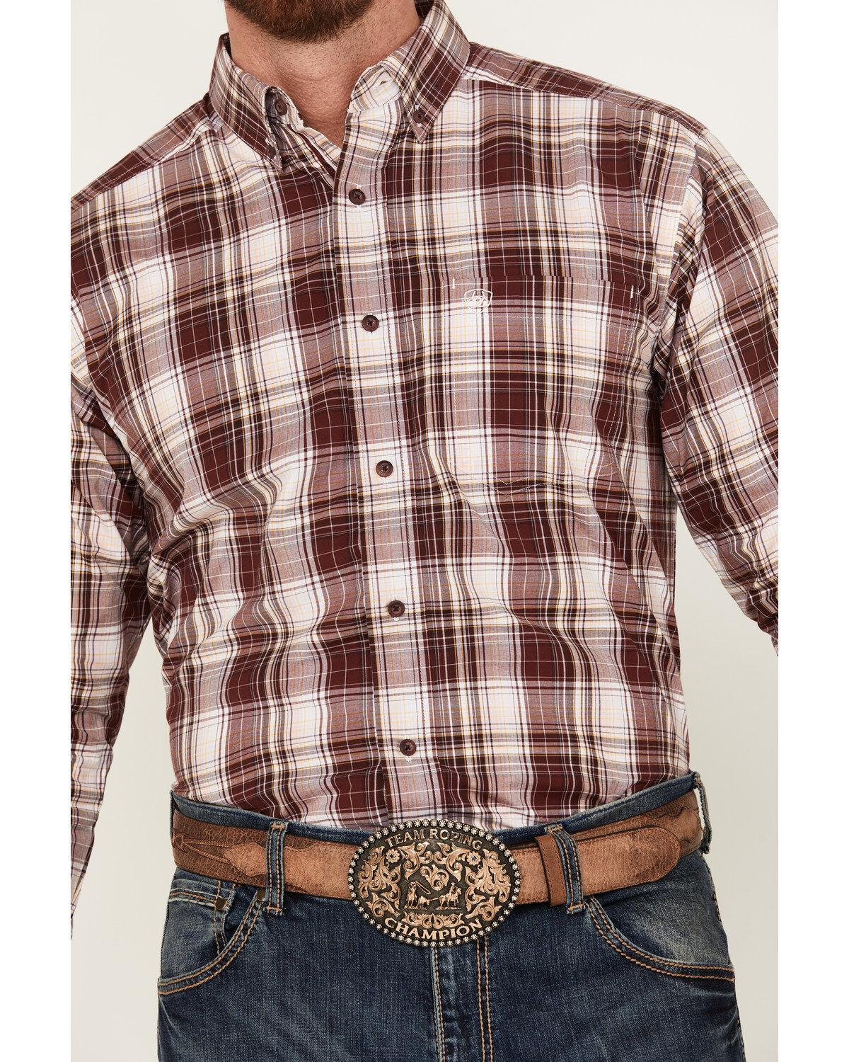 Ariat Men's Adrian Plaid Print Long Sleeve Button-Down Western Shirt