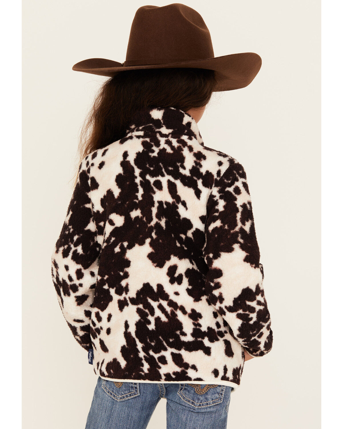 Wrangler Girls' Cow Print Sherpa Pullover