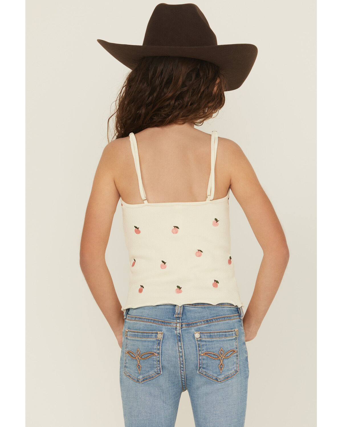 Fornia Girls' Peaches Embroidered Sleeveless Tank Top