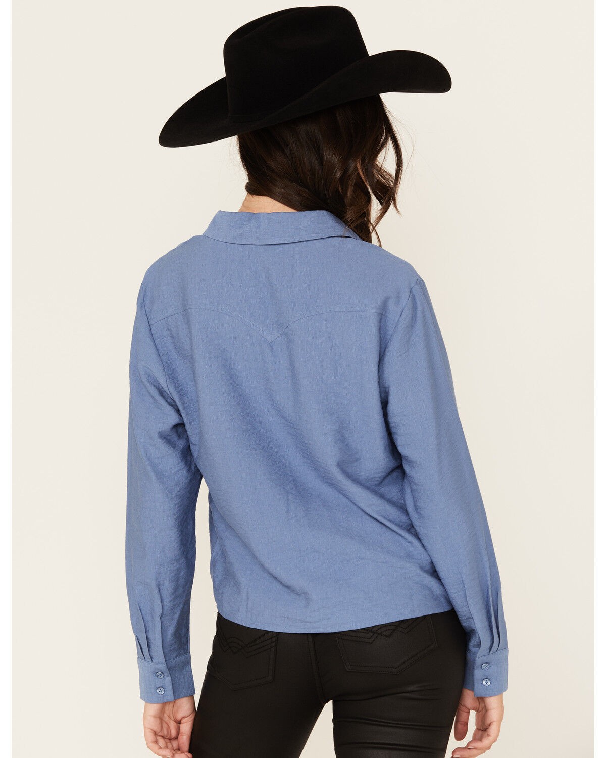 Evergreen Women's Solid Long Sleeve Button-Down Western Shirt