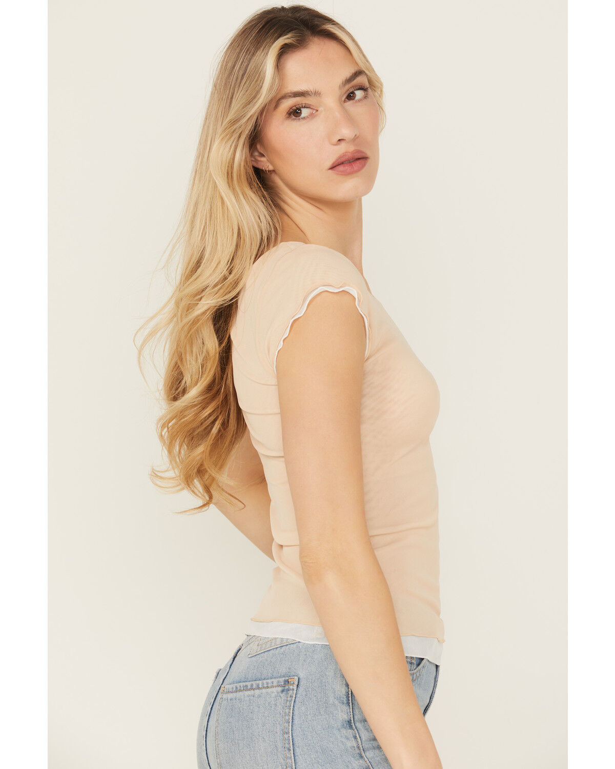 Free People Women's Double Take Short Sleeve Mesh Tee