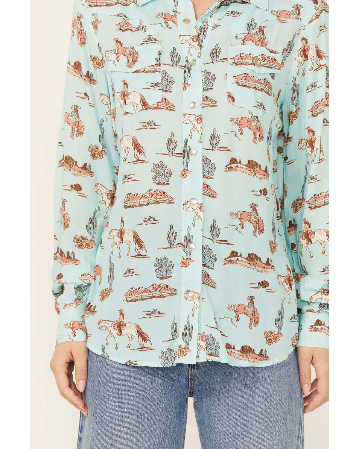 Roper Women's Desert Printed Long Sleeve Pearl Snap Western Shirt