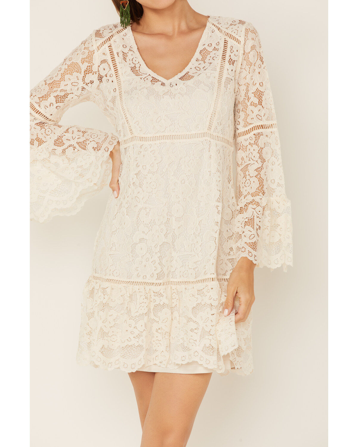 Honey Creek By Scully Women's Lace Crochet Long Sleeve Mini Dress