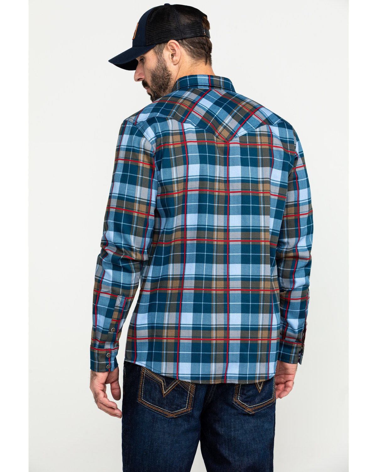 Cody James Men's FR Woven Plaid Print Long Sleeve Button Down Work Shirt