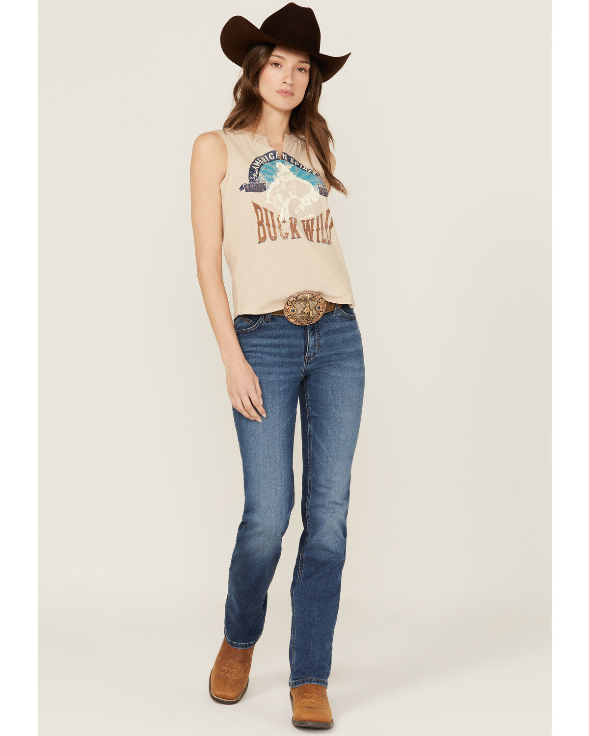 Wrangler Women's Jennifer Dark Wash Mid Rise Willow Ultimate Riding Stretch Bootcut Jeans