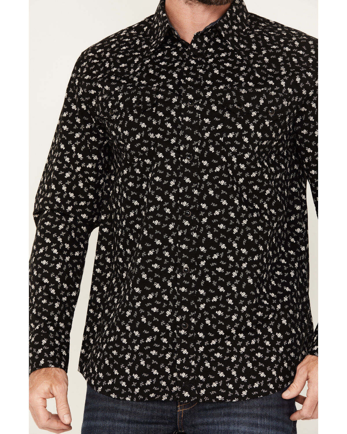 Moonshine Spirit Men's Good Vibes Floral Long Sleeve Snap Western Shirt