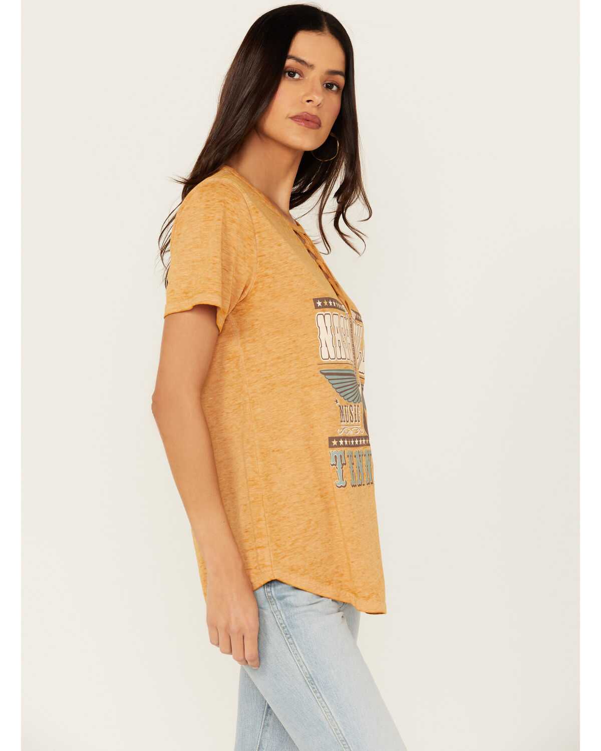 Blended Women's Lace-Up Nashville Short Sleeve Graphic Tee