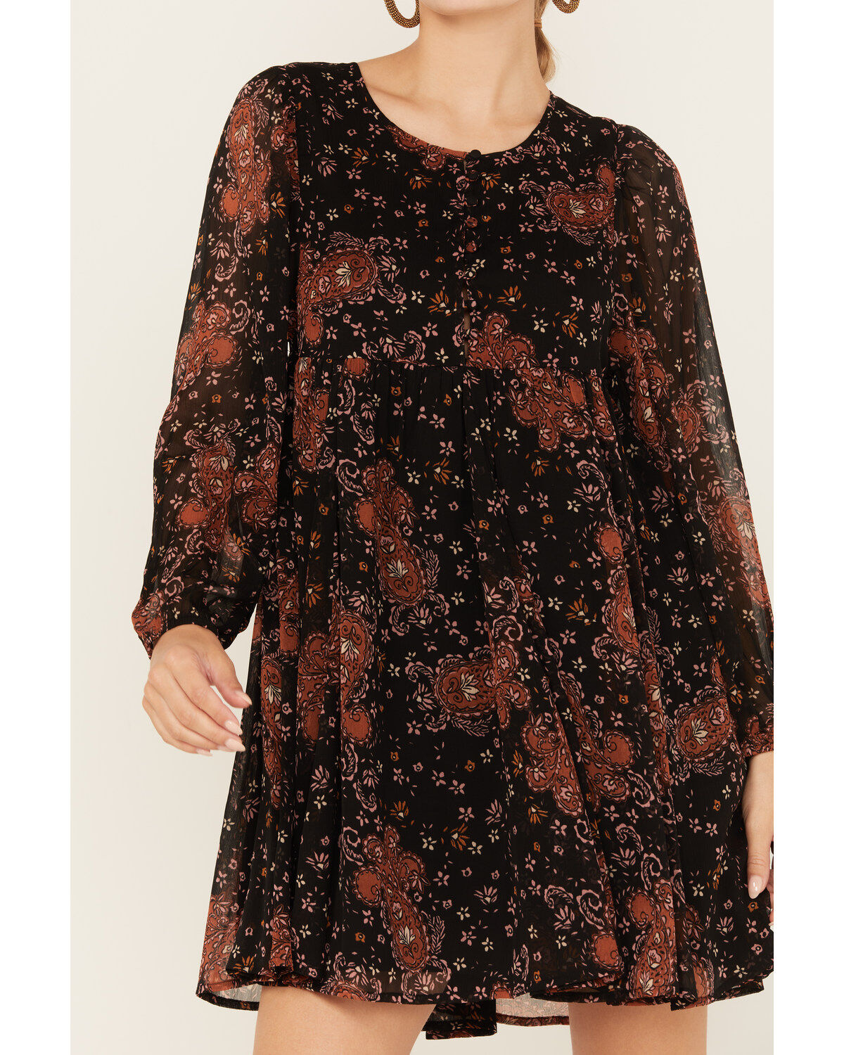 Bila77 Women's Printed Centinela Long Sleeve Mini Dress