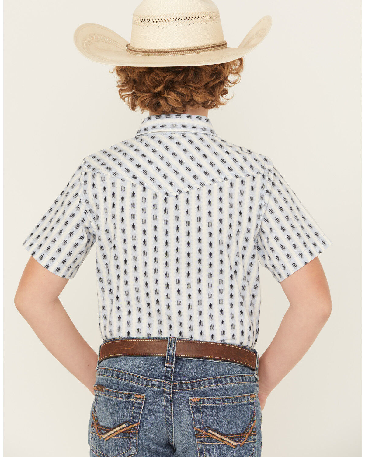 Cody James Boys' Outlaw Pass Striped Print Short Sleeve Snap Western Shirt