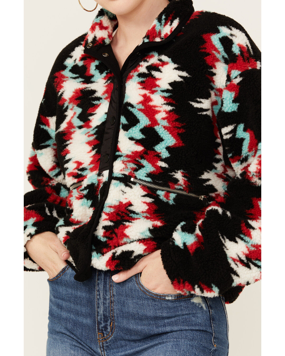 Rock & Roll Denim Women's Southwestern Print Fleece Jacket