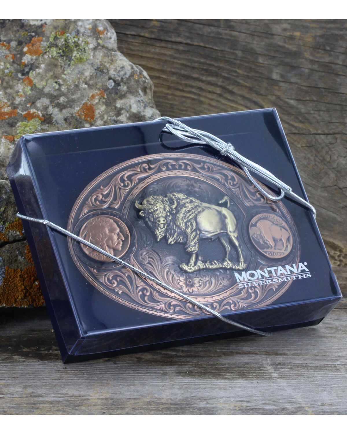 Montana Silversmiths Men's Copper Buffalo Indian Head Nickel Belt Buckle