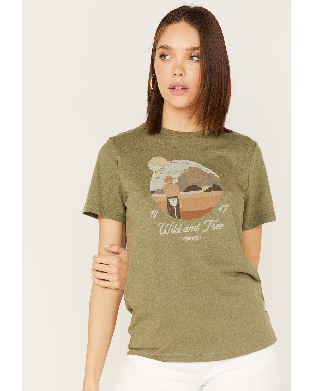 Wrangler Women's Boot Barn Exclusive Wild & Free Desert Scene Logo Short Sleeve Graphic Tee