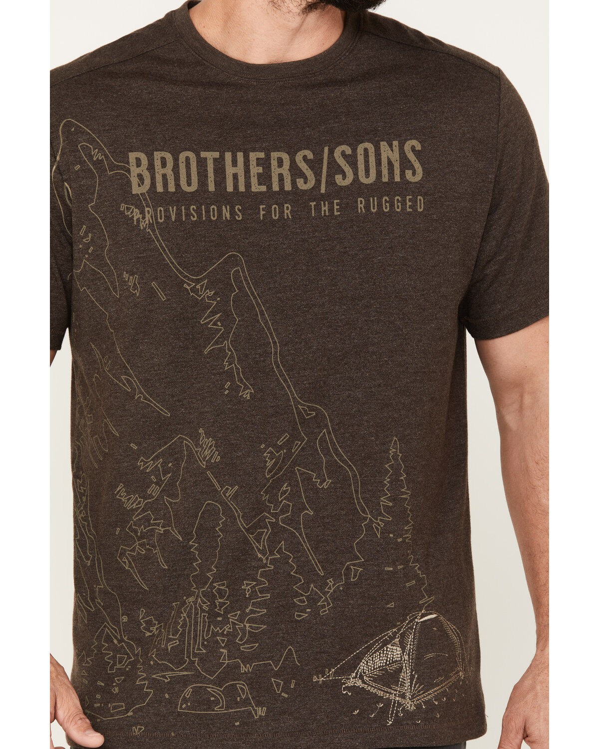 Brothers and Sons Men's Mountain Base Embroidered Short Sleeve Graphic T-Shirt