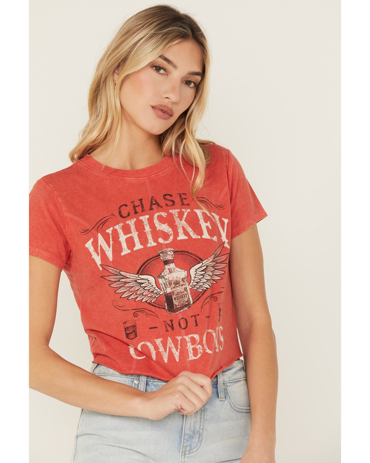 Shyanne Women's Chase Whiskey Not Cowboys Short Sleeve Cropped Graphic Tee