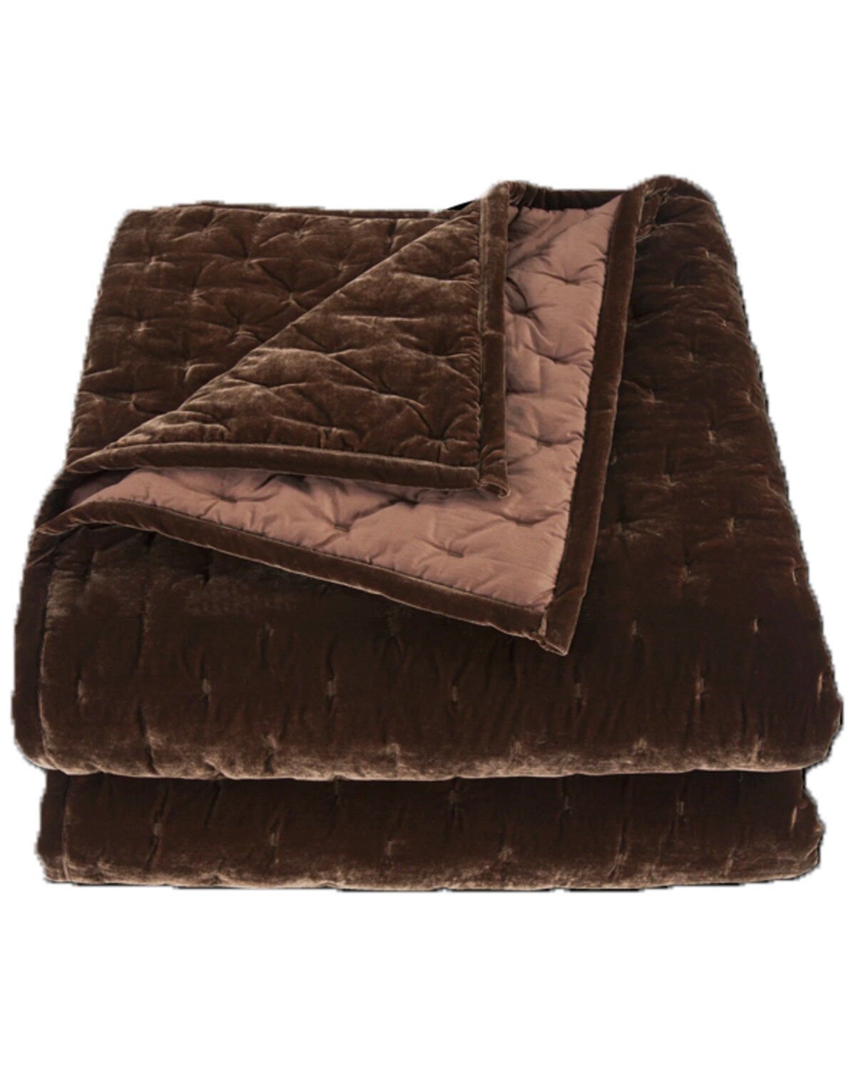 HiEnd Accents Copper Brown Stella Faux Silk Velvet 3-Piece King Quilt Set