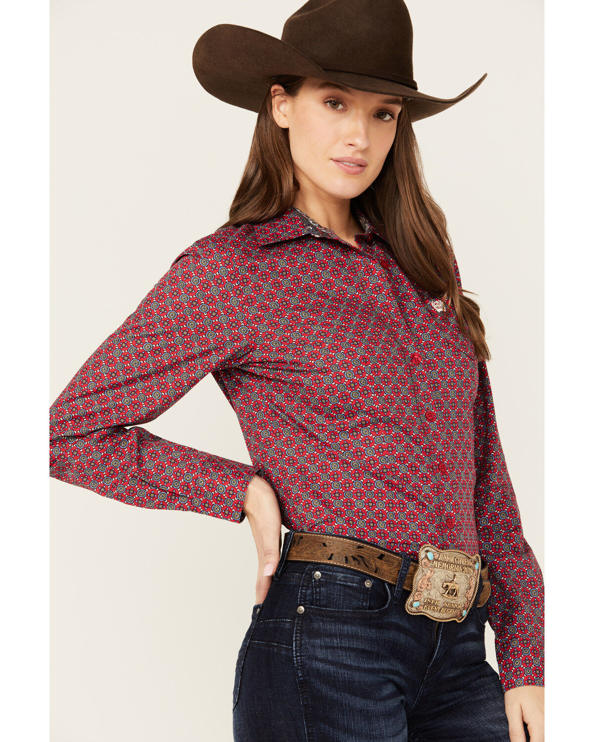 Cinch Women's Medallion Print Long Sleeve Button-Down Western Core Shirt