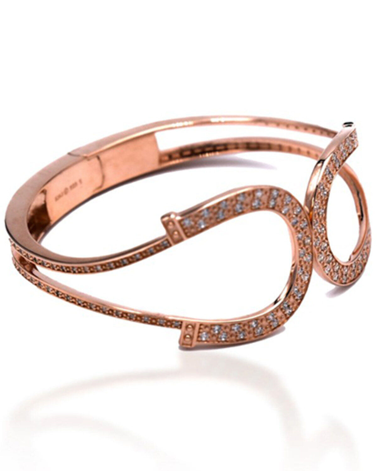 Kelly Herd Women's Sterling Silver Rose Gold Double Horseshoe Bangle Bracelet