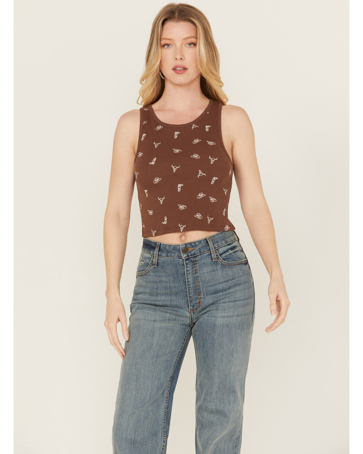Discreture Women's Western Embroidered Cropped Tank