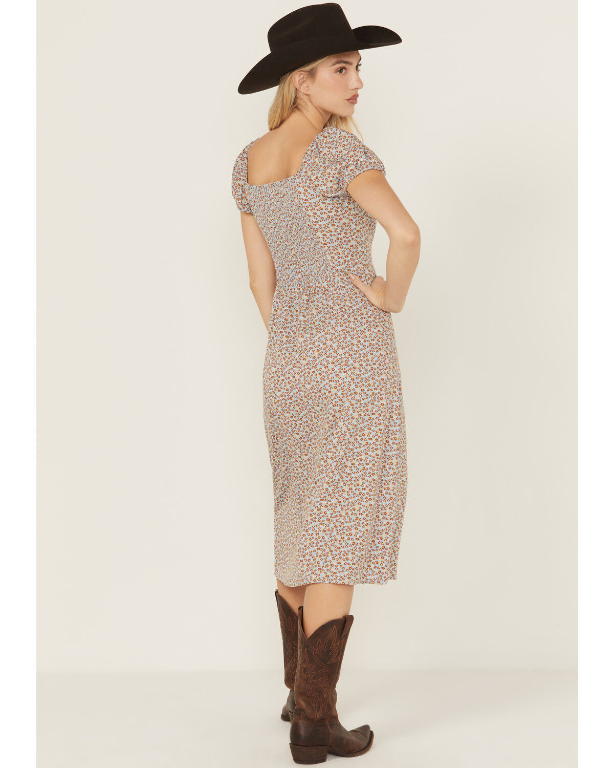 Idyllwind Women's Beth Ditsy Print Puff Sleeve Midi Dress