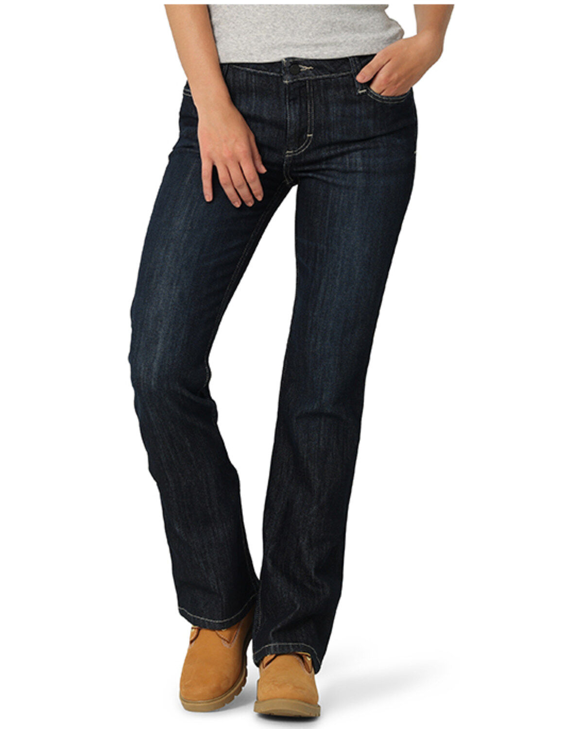 Wrangler Women's FR Mae Cherry Point Dark Wash Bootcut Work Jeans