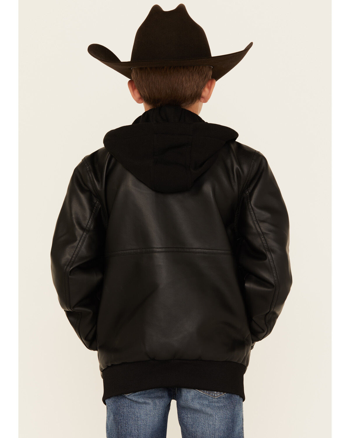 Urban Republic Boys' Faux Leather Hooded Bomber Jacket
