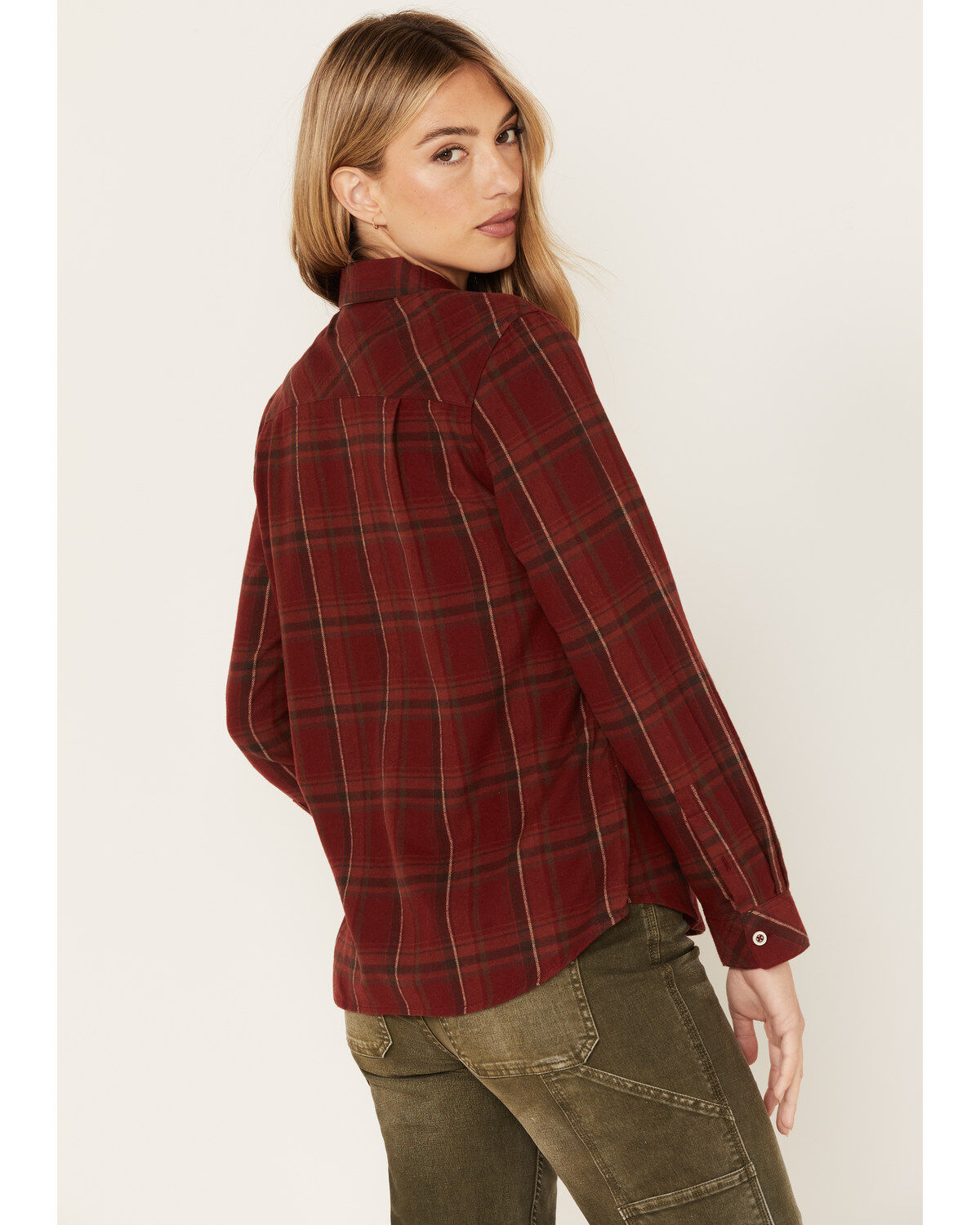 North River Women's Plaid Print Long Sleeve Button Down Flannel Shirt