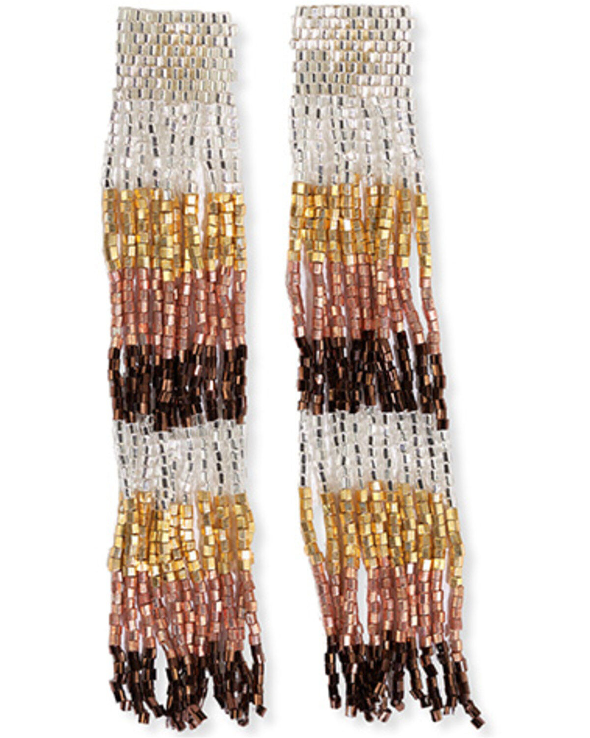 Ink + Alloy Women's Ila Uniform Stripes Mixed Luxe Beaded Fringe Earrings