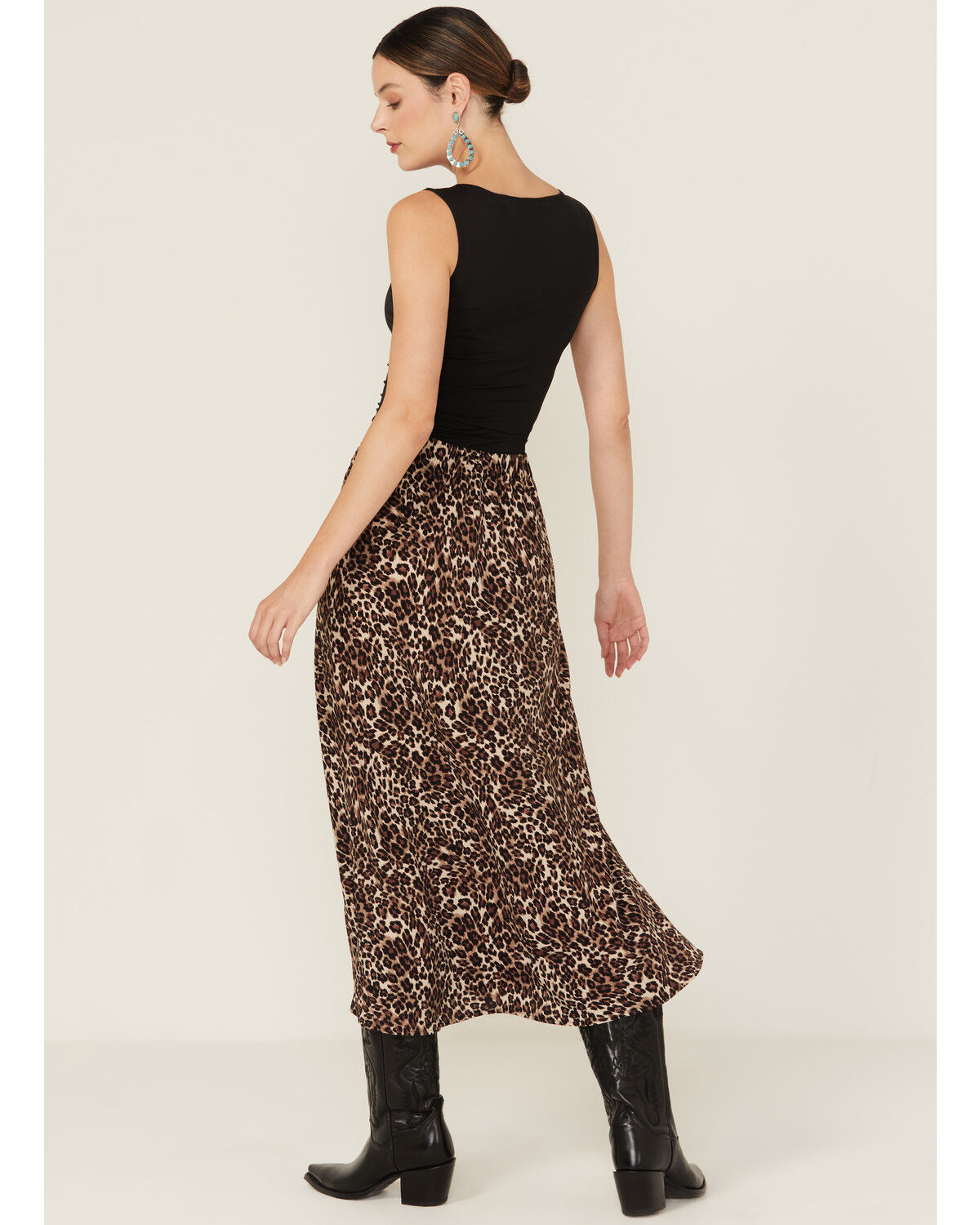 Originality Women's Leopard Print Midi Skirt