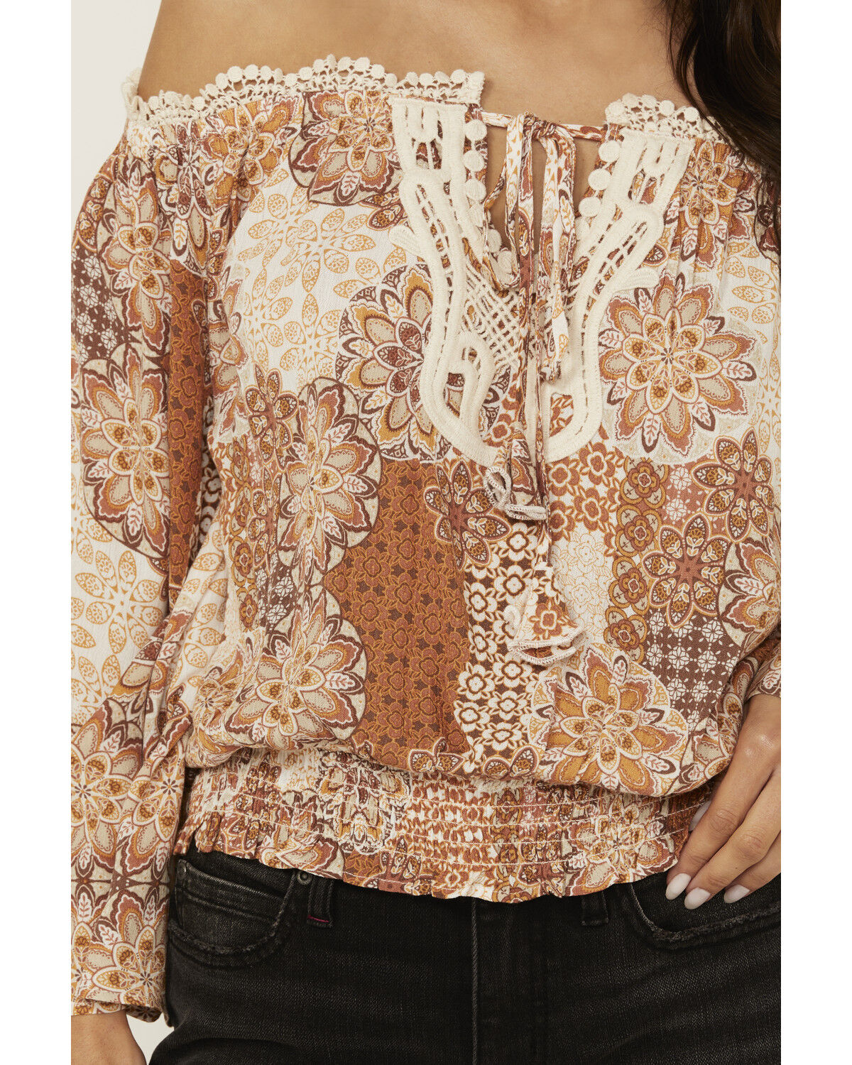 Wild Moss Women's Off The Shoulder Peasant Top