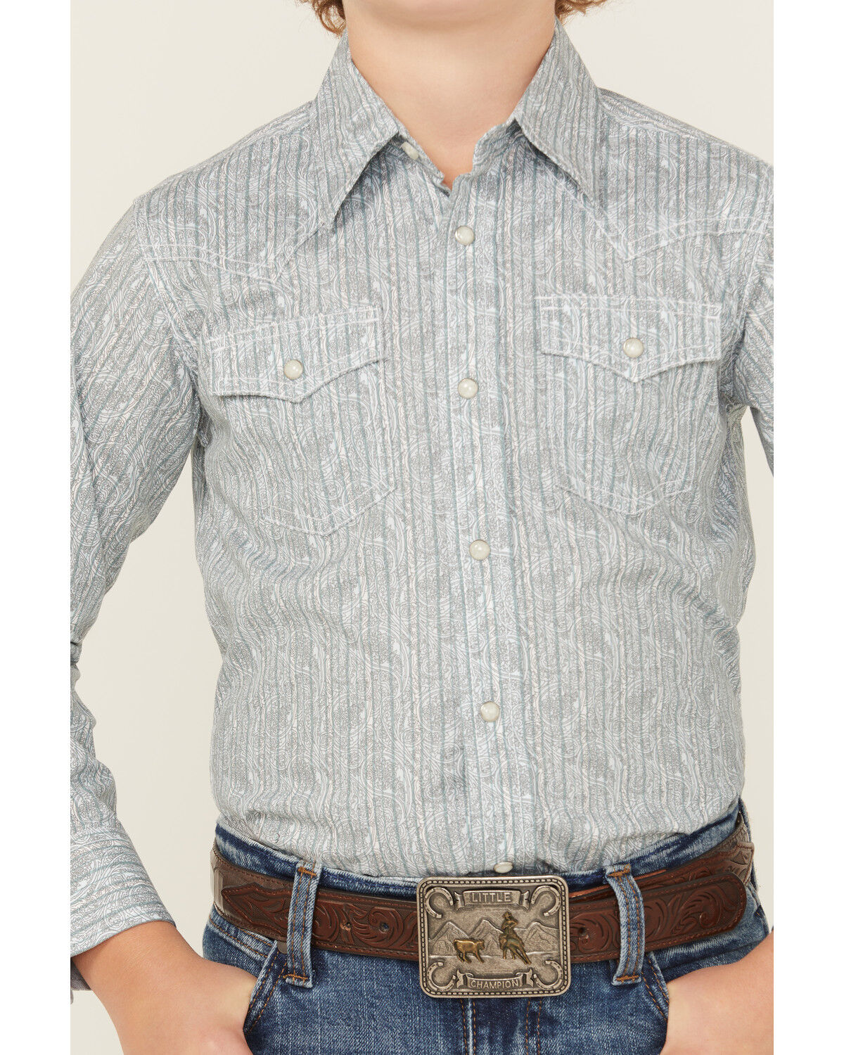 Wrangler 20X Boys' Paisley Print Long Sleeve Snap Stretch Western Shirt