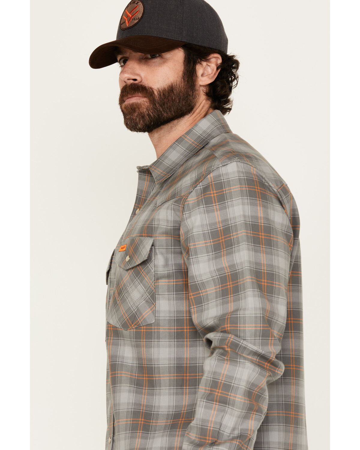 Wrangler Men's FR Plaid Print Long Sleeve Snap Work Shirt