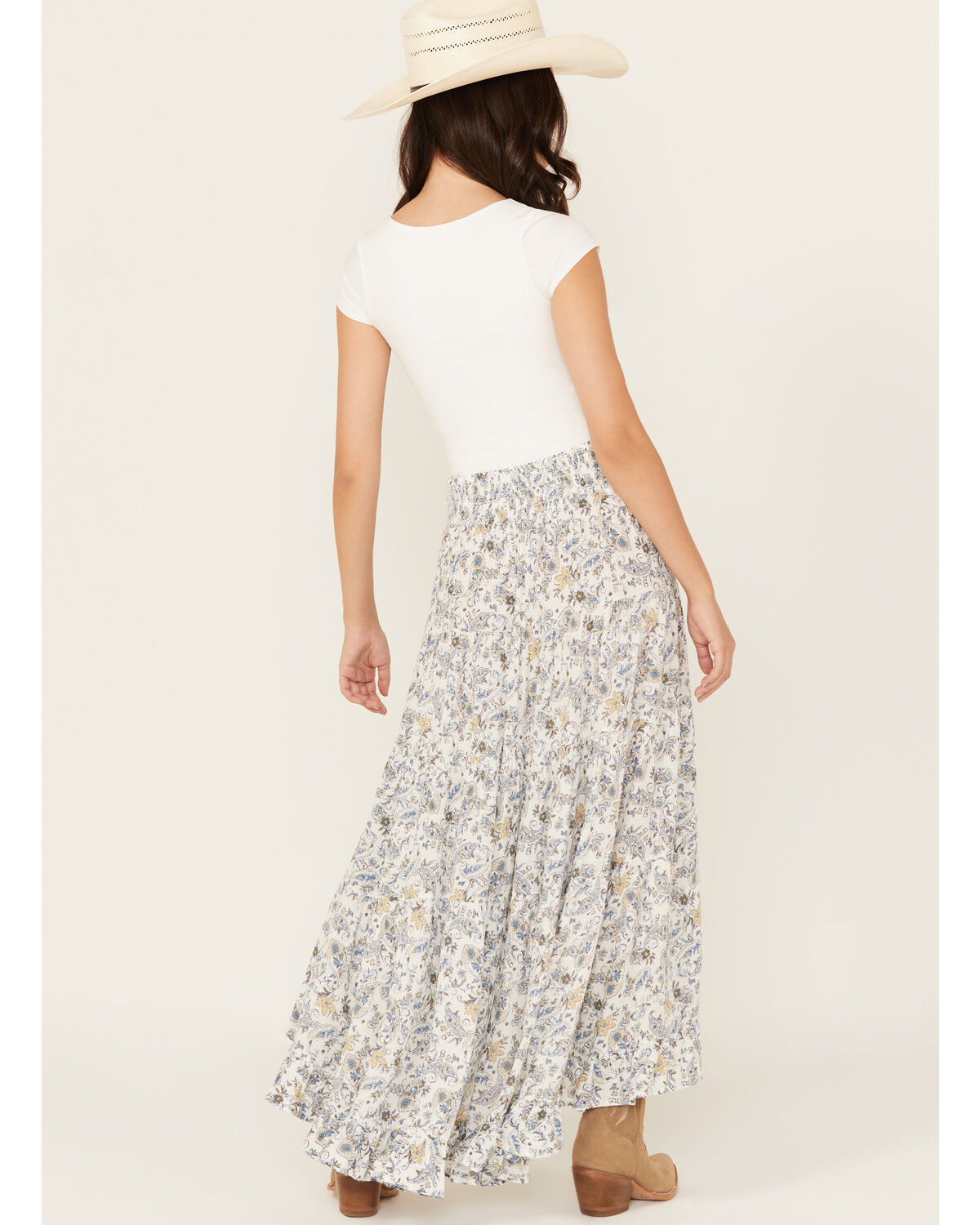 Wild Moss Women's Paisley Print High-Low Midi Skirt