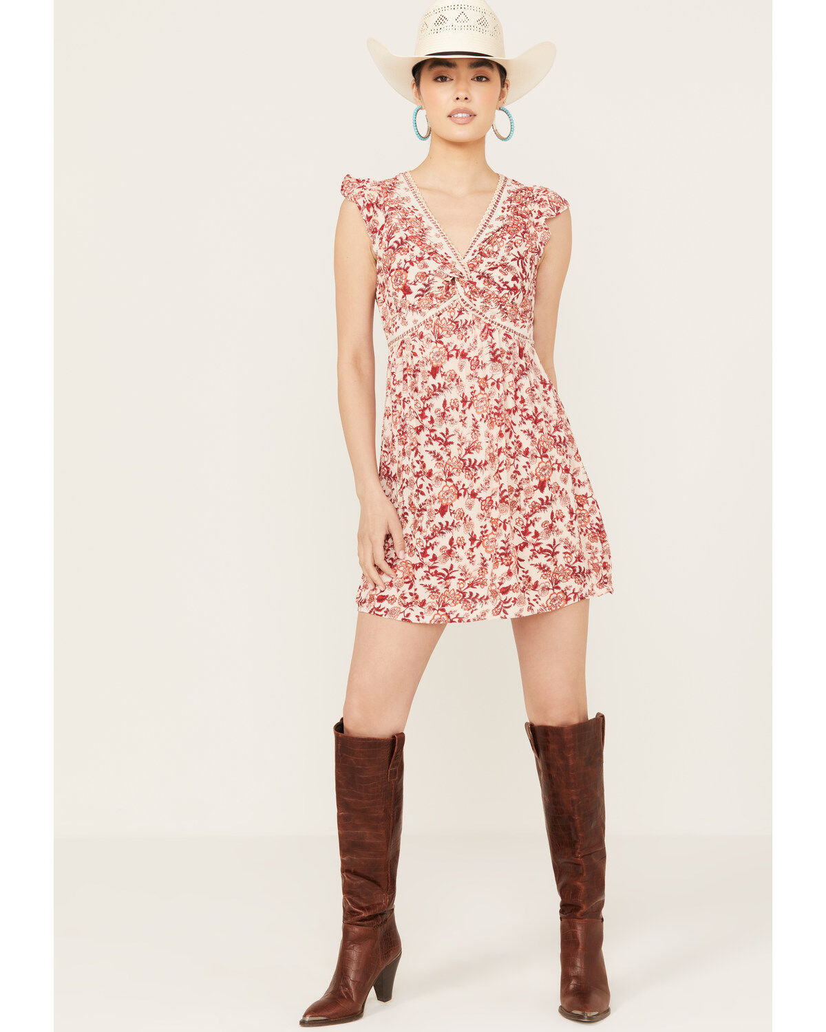 Angie Women's Short Sleeve Floral Mini Dress