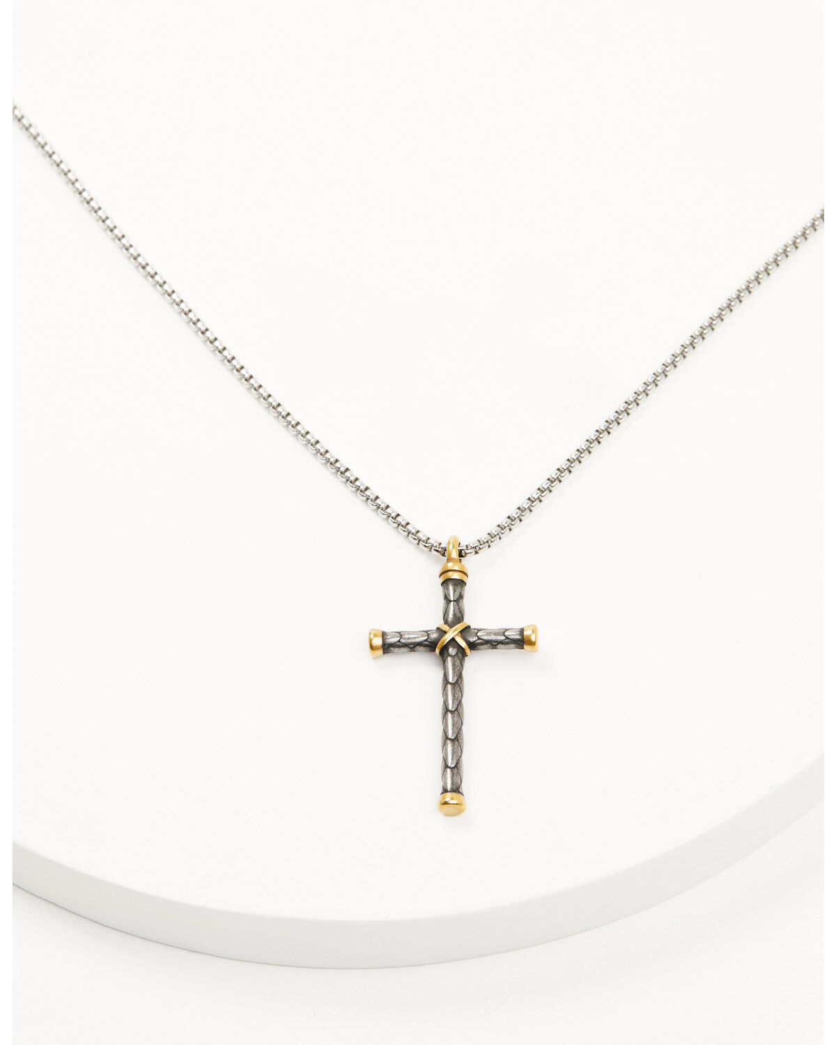 Cody James Men's Two-Toned Textured Cross Necklace