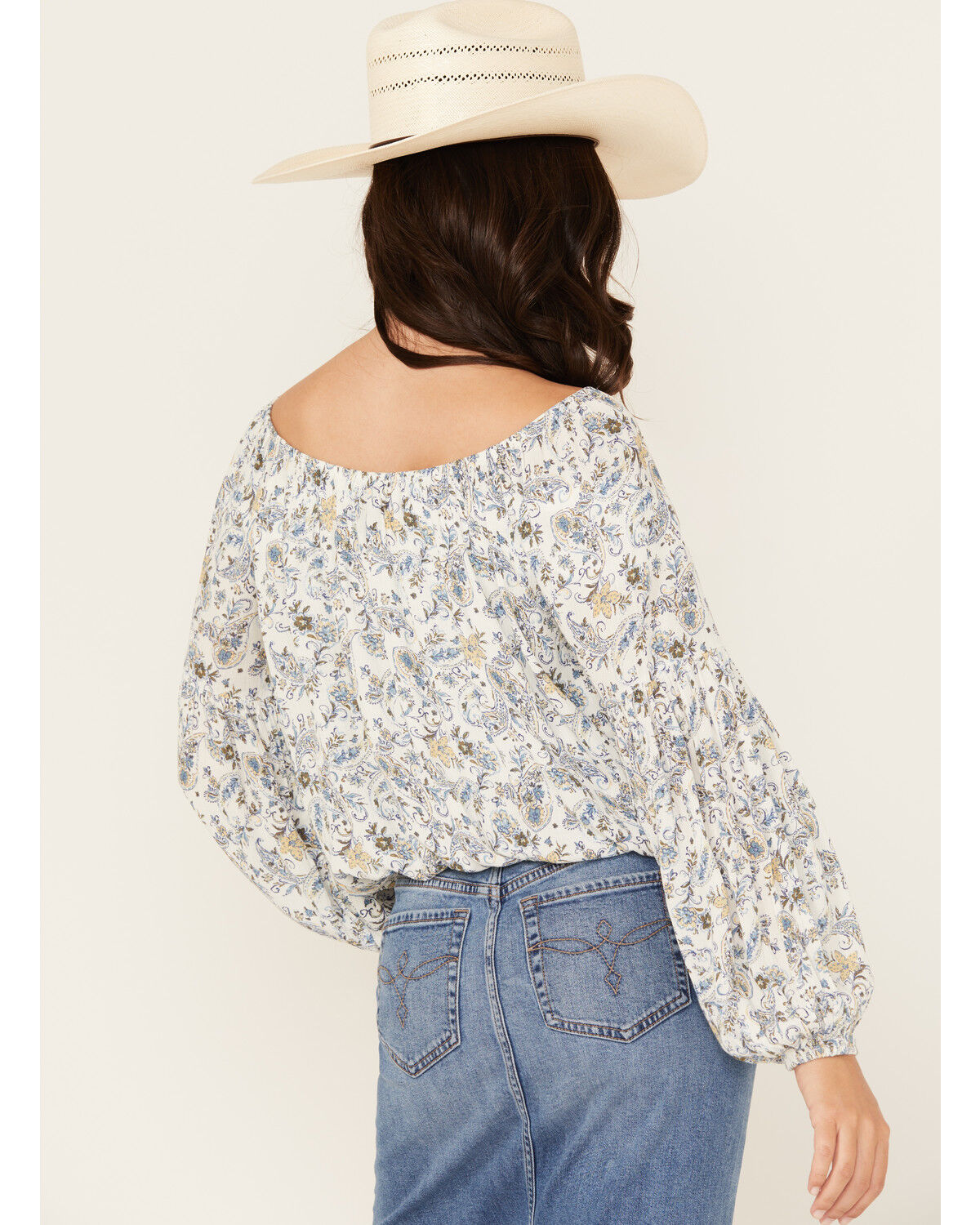 Wild Moss Women's Paisley Print Long Sleeve Top