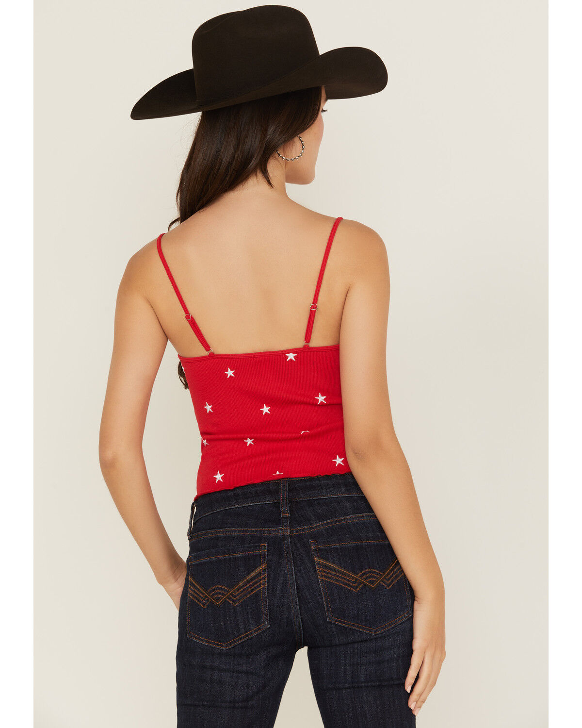 Fornia Women's Star Embroidered Sleeveless Cropped Tank Top