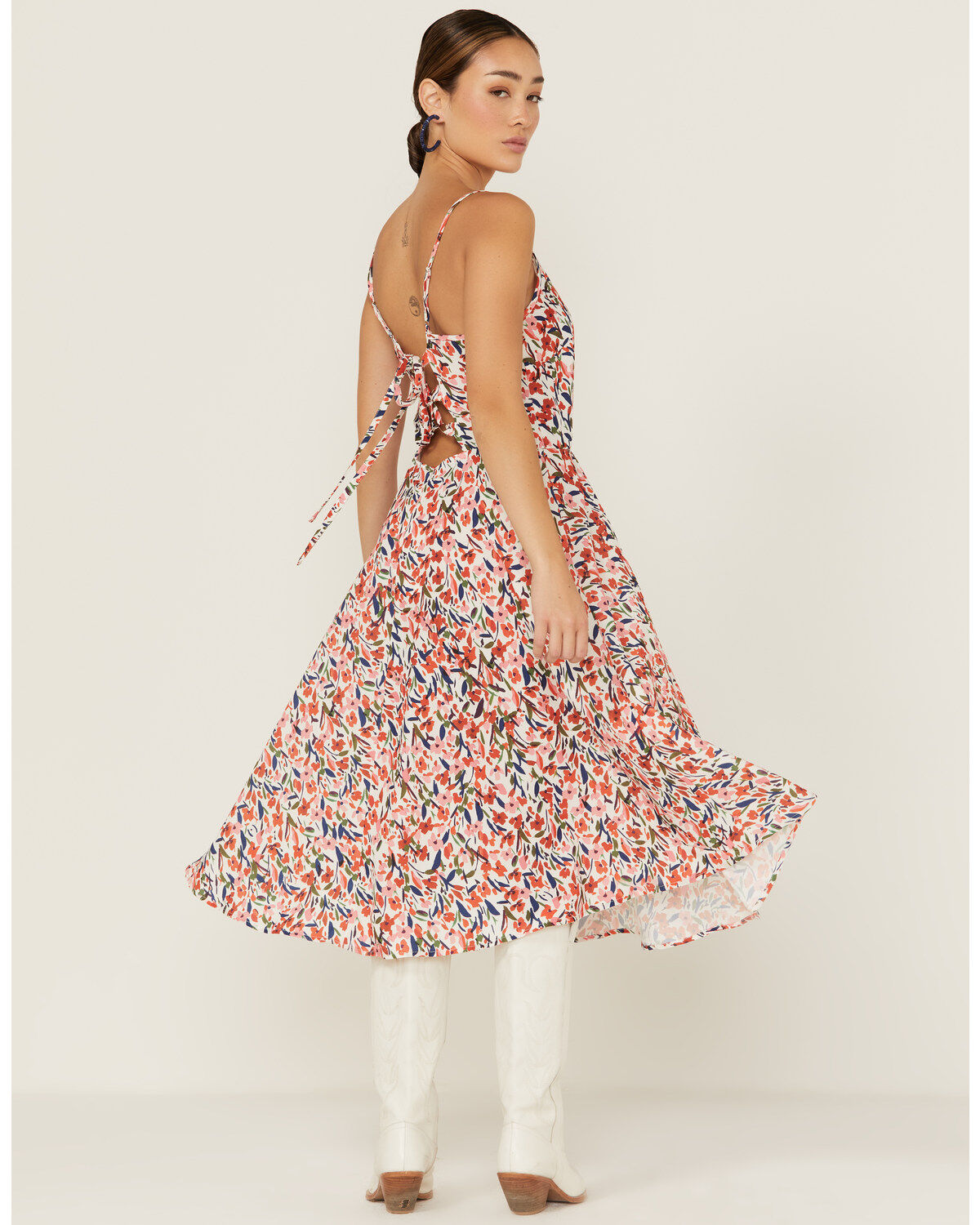 Molly Bracken Women's Floral Tie-Back Midi Dress