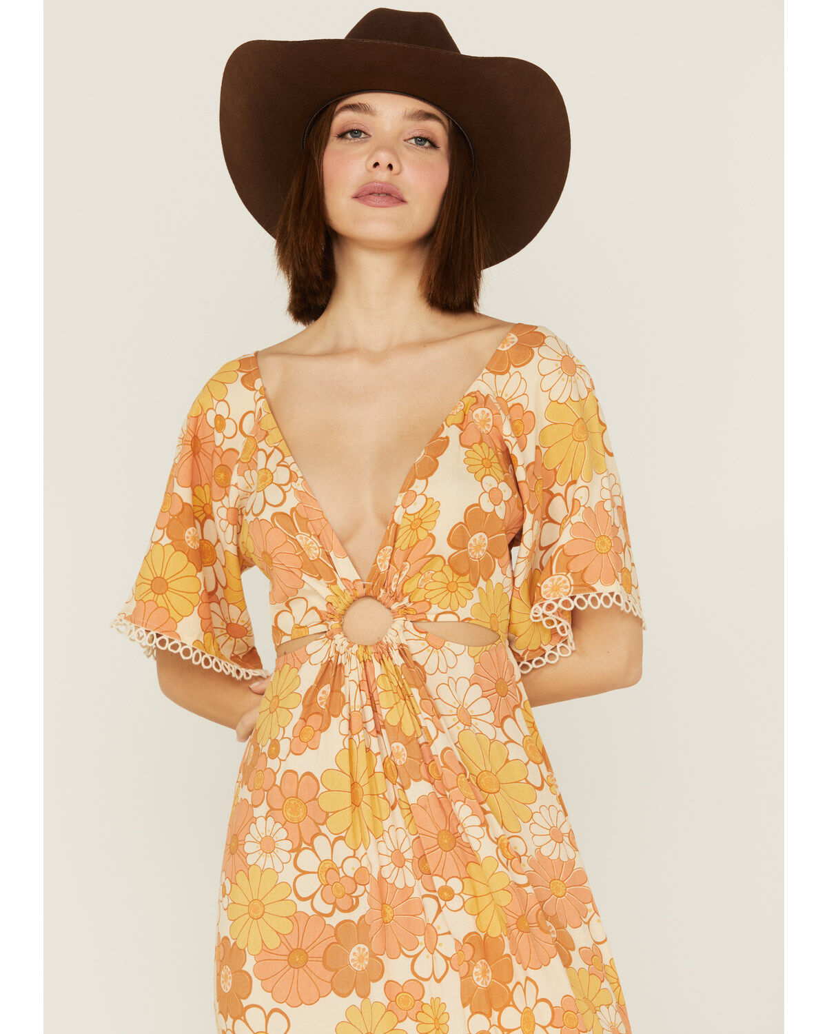 Z&L Women's Chiquitita Floral Print Short Sleeve Maxi Dress